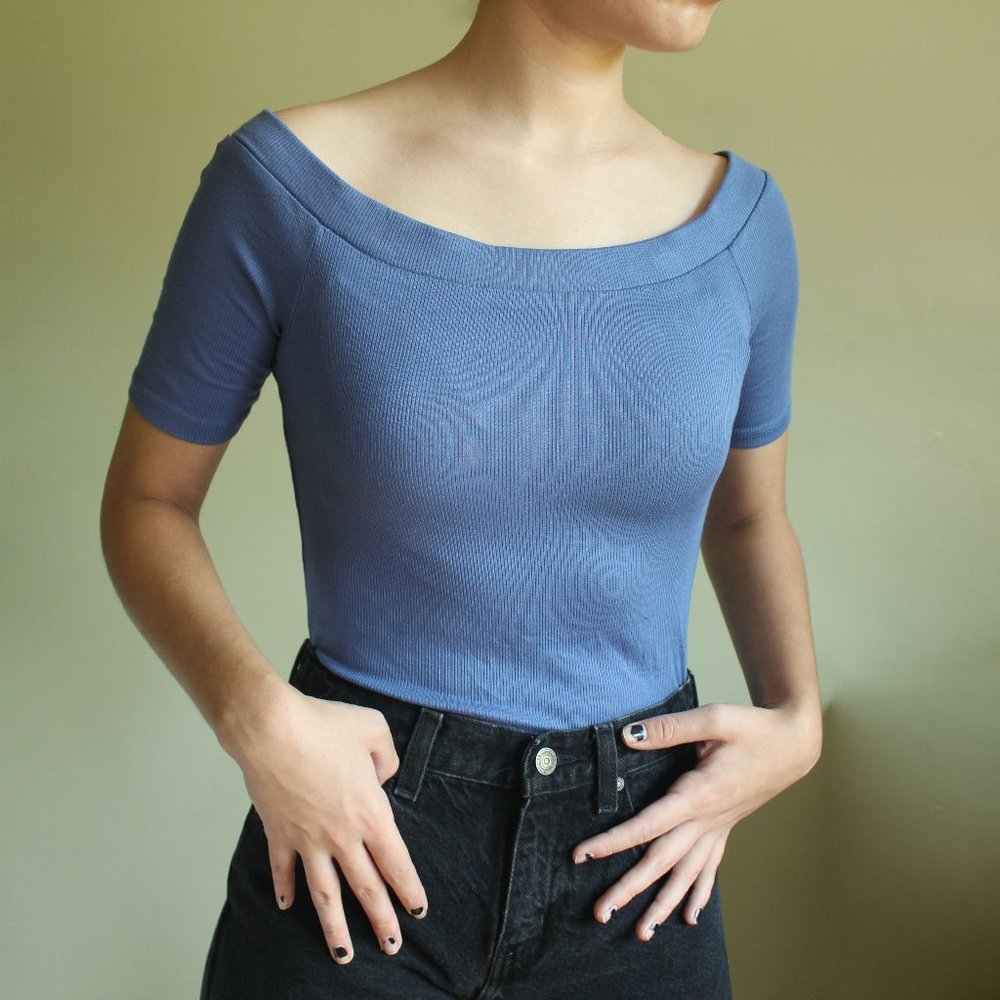 Periwinkle Blue Ribbed Bodysuit